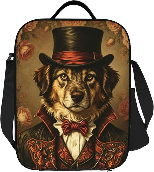 Dog Lunch Bag for Women Men Adults Insulated Animal Theme Lightweight Bags Reusable Adjustable Shoulder Strap Lunchbag for Picnic Travel Office Camping