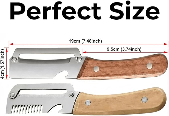 Multi Functional Vegetable Peeler for Kitchen, Vegetable Peeler & Shredder, Stainless Steel Blade with Wooden Handle, Multifunctional Kitchen Tool for Peeling, Shredding, and Bottle Opening 2pcs