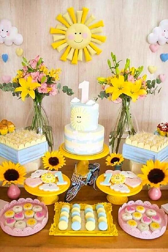 JeVenis Set of 6 Party Supplies - You are my Sunshine Cake Mold & Cupcake Decoration - Sun & Cloud Molds