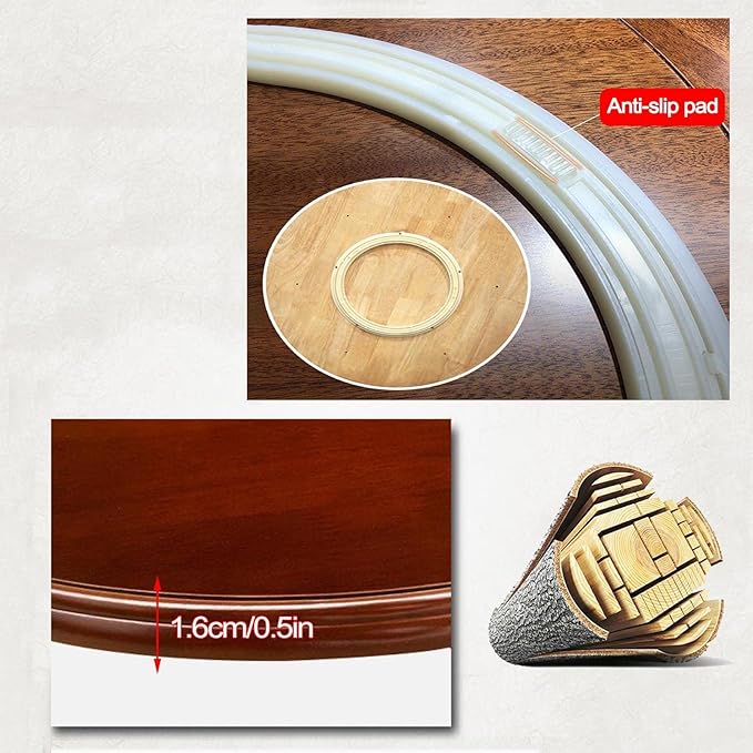 Kitchen Wood Lazy Susan, Handmade Round Wooden Turntable Diameter 70cm 80cm 90cm, Thicken 1.6cm, Strong Wood Serving Tray, Crack Resistants, Smooth Surface, Protects Hands ( Color : C , Size : 90cm )