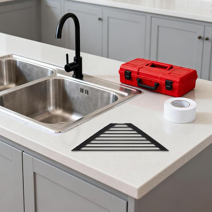 Ciieeo Stainless Steel Sink Corner Drying Rack with Strong Support and Fast Draining Triangular Kitchen Sponge Holder for Utensils and Kitchen Tools