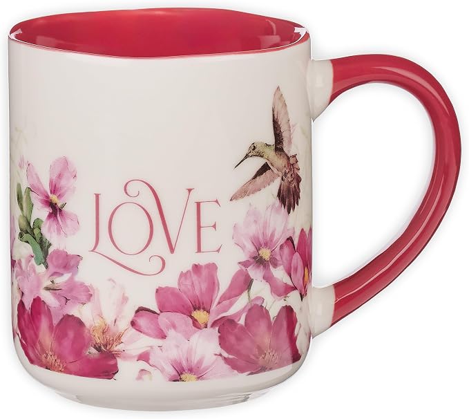 Christian Art Gifts Novelty Inspirational Scripture Ceramic Coffee & Tea Mug Set for Women: Love, Pray, Hope & Be Still, Multicolor Florals, Microwave & Dishwasher Safe Drinkware, Four 12 oz. Cups