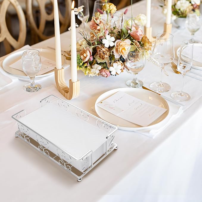 Stainless Steel Napkin Holder & Guest Towel Tray | Disposable Paper Towel Dispenser for Bathroom, Table, Kitchen Countertop, Dinner Table, Vanity