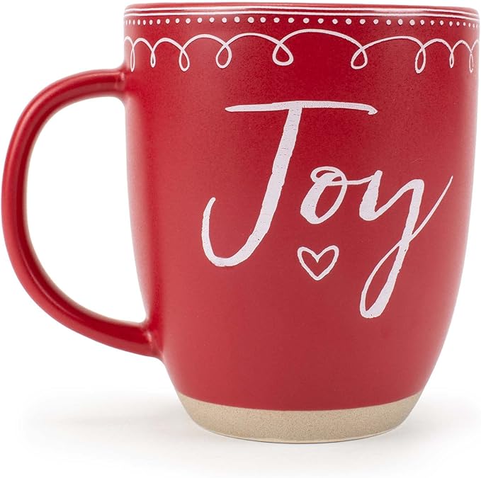 Elanze Designs Joy Raw Clay Bottom Red 16 ounce Ceramic Christmas Coffee Mug