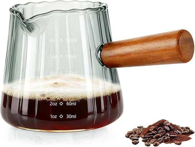 Measuring Cups, 6oz Glass Espresso Cups with Handle, Espresso Shot Glasses Espresso Accessories for Coffee, Milk (1, Grey)