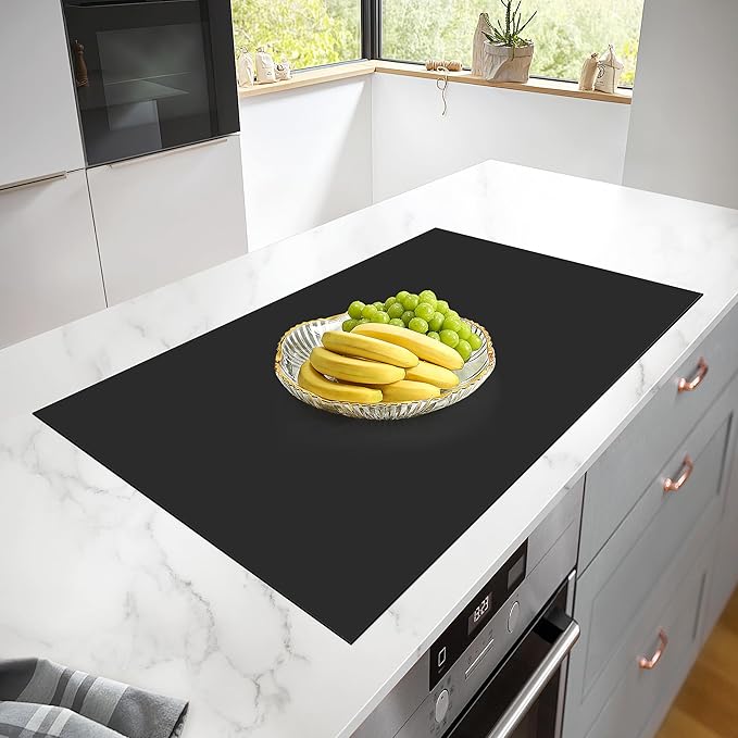 Silicone Mats for Kitchen Counter, Heat Resistant Countertop Protector, Non-Slip Table Mat Desk Saver Pad, Non-Stick Reusable Pastry Mat, Silicone Placemat, Craft Mat - 25'' X 17", Black