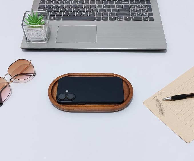 Small Wooden Tray (7.5 x 4.1 inch) 3 Pack, Oval Mini Serving Tray | for Coffee Tables, Dessert, Snack, Fruit, Acacia Wood Platter for Vegetable, Decor Restaurant