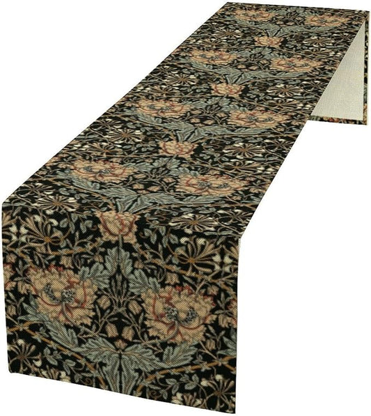 William Morris Table Runner,Vintage Abstract Botanical Floral Home Decor Table Runner for Home Indoor Outdoor Kitchen Holiday Birthday Party Wedding Decor 13x108 Inch