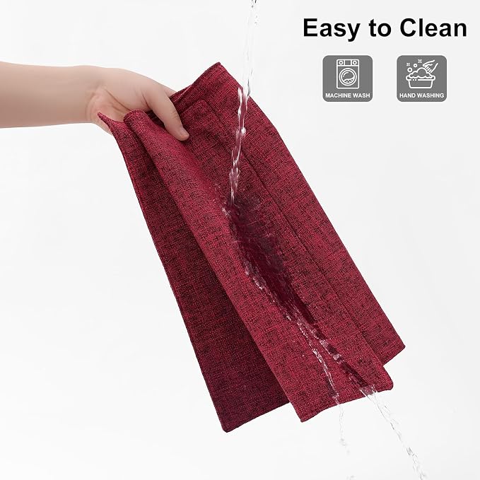 Homaxy Cloths Placemats for Dining Table Set of 8, Heat Resistant Washable Cotton Linen Blend Table Mats, Easy to Clean Place Mats for Indoor Outdoor Party Kitchen Decoration, 13" x 19", Red