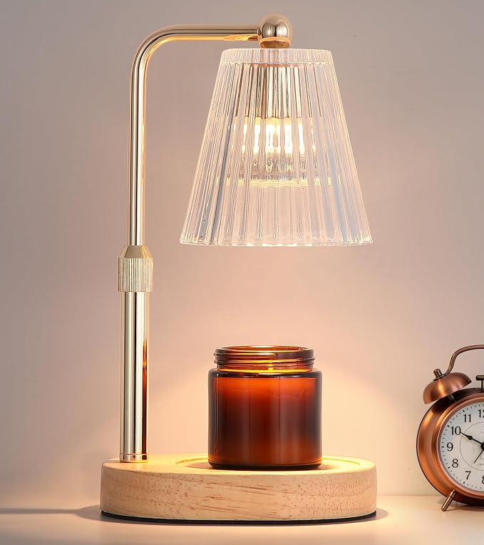 Gold Candle Warmer Lamp with Timer,Candle Warmer Lamp for Jar Candles Dimmable,Mother's Day Birthday Christmas for Mom Wife Gife,Home Decor Lamp,with 2 Bulbs