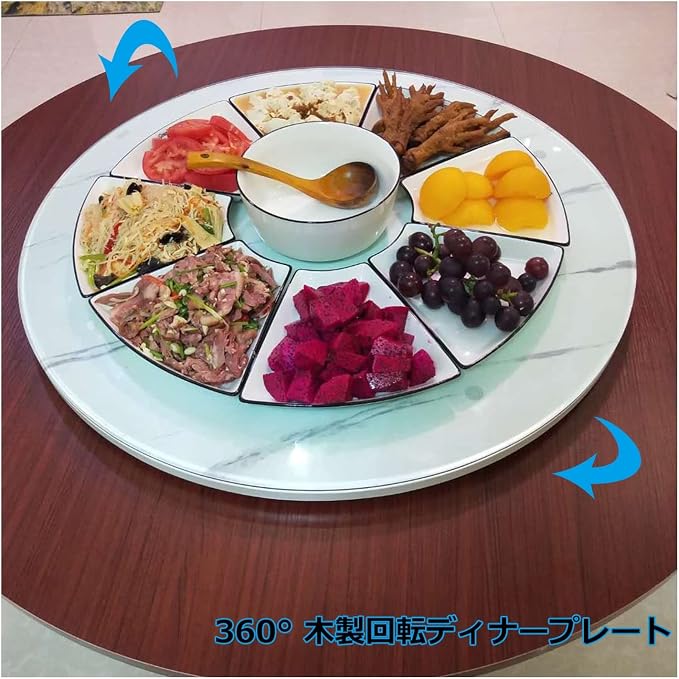 Round Rotating Serving Plate 50 80 100cm - Lazy Susan Turntable Wooden For Dining Table - Home And Kitchen Round Table Turntable - With Silent Bearing - 360° Rotating Tray (Color : Wood, Size : Ø60c
