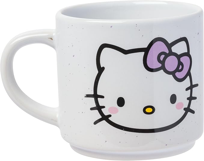 Silver Buffalo Sanrio Hello Kitty Faces and Hearts 4pc Ceramic Mug Stack Set, 10 Ounces