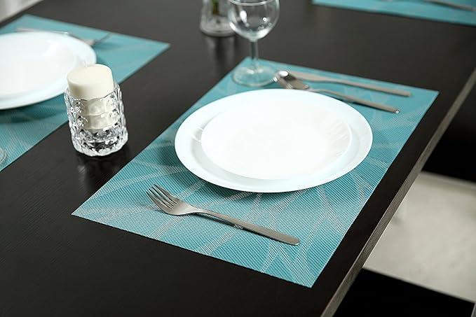 Placemats, Placemats for Dining Table Set of 6, Kitchen Table Mats Heat-Resistant Non-Slip Washable PVC Woven Vinyl Place Mats for Dining Room Table Decoration