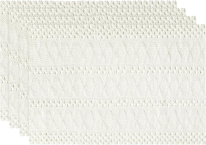Artoid Mode Beige Farmhouse Woven Rustic Hollow Placemats Set of 4,12x18 Inch Seasonal Holiday Table Mats Party Kitchen Dining Decoration