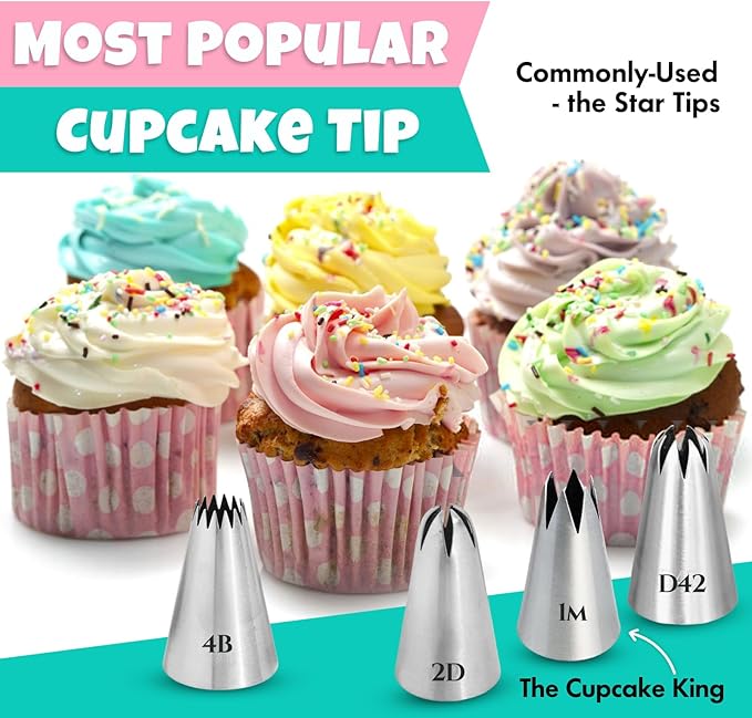15PCS Reusable Piping Bags and Tips Set - Cake Decorating Kit with 8 Stainless Steel Nozzles, 2 Silicone Pastry Bags, 2 Couplers, Flower Nail, Lifter, Guide & Brush