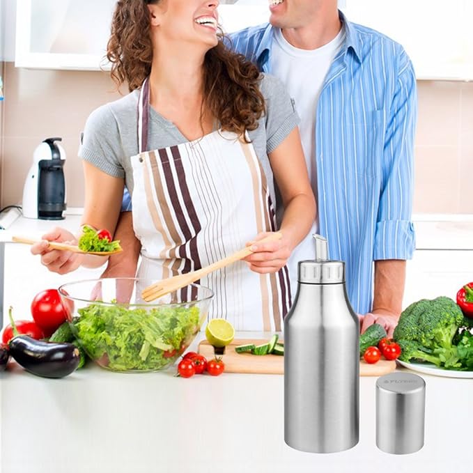 Flyboo Olive Oil Dispenser,Oil Bottle Stainless Steel Leak Proof Olive Oil Decanter for Kitchen