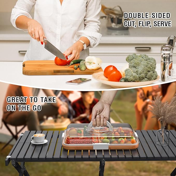 Renmxj Charcuterie Board with Clear Lid, Travel Portable Cheese Board Charcuterie Boxes Cutting Boards for Kitchen, House Warming Gifts New Home, Gifts for Women (White, 6 Compartments)