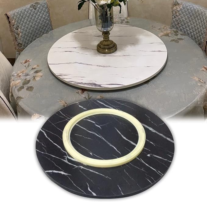 Rotating Serving Plate Round For Home Kitchen Dining Table - Turntable Lazy Susan - 360° Rotating Serving Tray Made Of Wood, Sturdy Heat Resistants Easy Clean, Table Top Decor (Color : Black, Size :