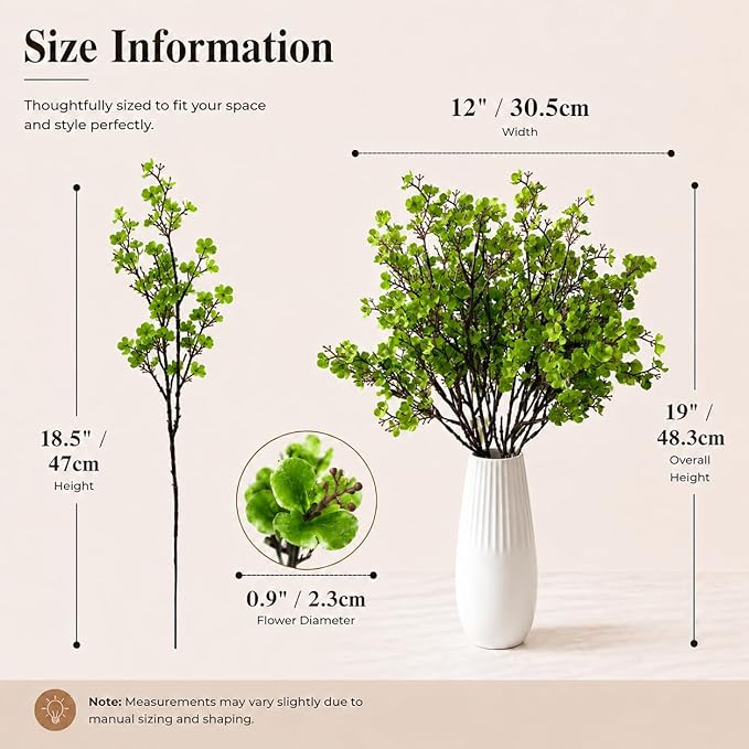 Mandy's Green Artificial Baby’s Breath Flowers 6 Bundles Silk Gypsophila, 18.5 Inch European Style Modern Home Decor Centerpiece, Neutral Wedding Flower Arrangements