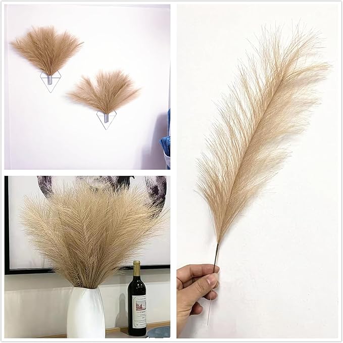 CATTREE Faux Pampas Grass - Khaki 30 Pcs, Artificial Small Pampas Grass Stems 17 Inch Reeds for Home Decor Vase, Dried Flowers, Fake Fluffy Floral, Dry Plant Wedding Party Christmas Boho Decorations
