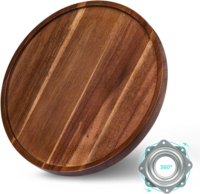 ANBOXIT Lazy Susan Organizer for Table, 10 Inch Wooden Lazy Susan Turntable for Cabinet, Acacia Wood Turntable Kitchen Spice Rack (1 Pack)