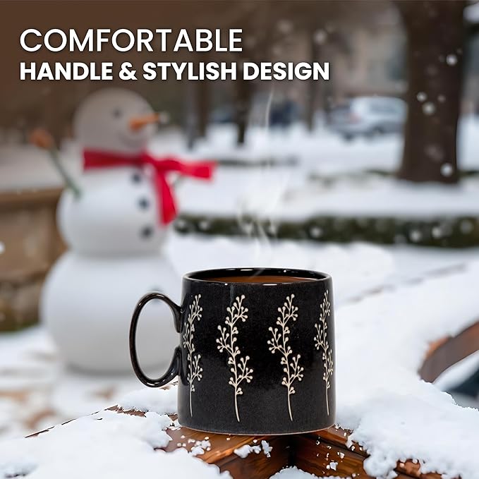 House Beautiful Versatile Classic Stoneware Mug Set - 20 oz, Set of 4 (Timeless Impressions)