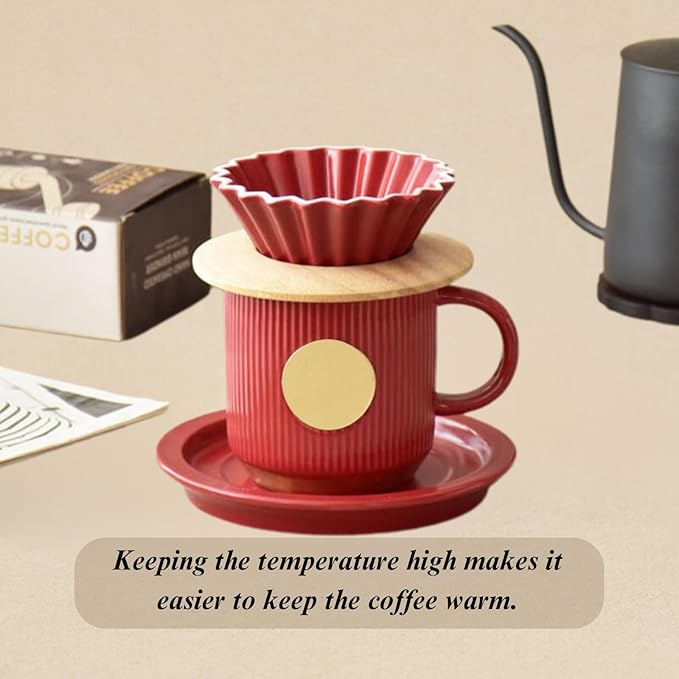 Yellow Ceramic Pour Over Coffee Dripper - 10.3×7.8cm Origami-Inspired V60 Cone Filter, Heat Retaining Hand Brew Cup with Deep Grooves for Smooth Flow and Rich Coffee Flavor