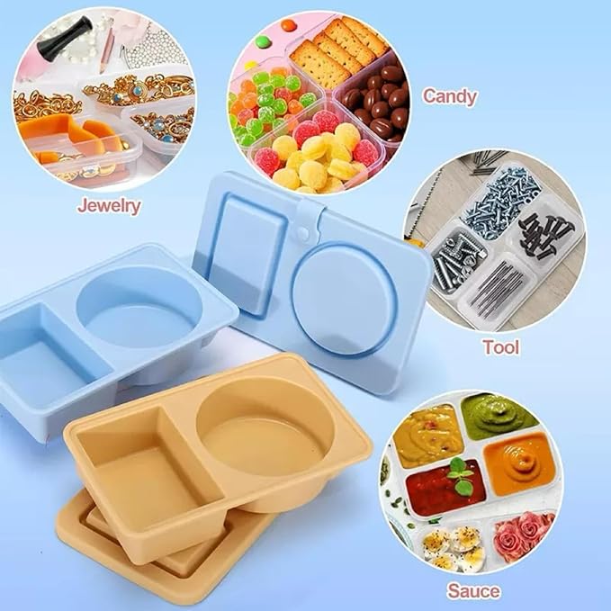 Silicone Snack Containers with Lids - 2Pack Leak-Proof & Reusable Food Storage Containers | Perfect for Fruits, Candy & On-the-Go Snacks | BPA-Free, for All Ages
