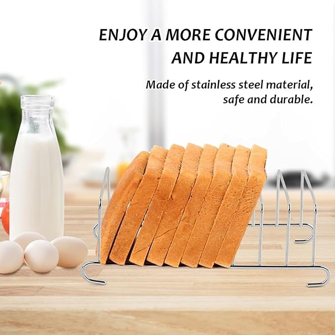 Bakery Toast Rack, 8 Slice Bread Holder Air Fryer Accessories Organizer, Stainless Steel Toast Rack, Baking Tools Accessories Cooling Racks, for Kitchen Dining Table