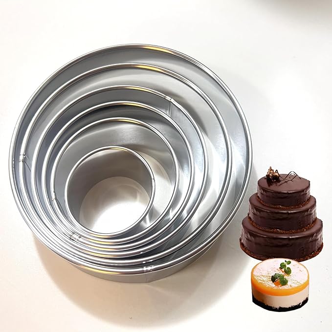 6 Pcs Round Cookie Cutters Set - 2,3,3.5,4,5,6 Inch Stainless Steel Biscuit & Pastry Cutters for Baking, Donut, Sandwich Making - Dishwasher Safe & Rust-Proof