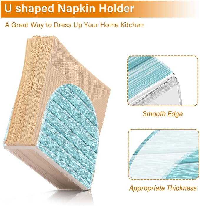 Retro Teal Light Blue Napkin Holder for Tables Paper Cocktail Napkin Holders for Kitchen and Dinning, Acrylic Dinner Napkin Dispenser for Restaurant Home Decor Bar Accessories 1 Pack