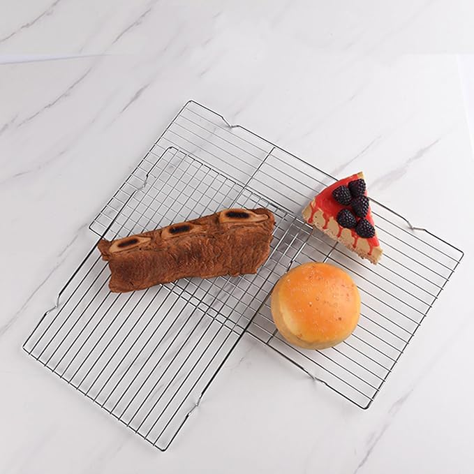 Of 2 Effective Cooling and Baking Rack Multipurpose Stainless Steel Wire Cooling for Baking and Cooking Multipurpose Wire