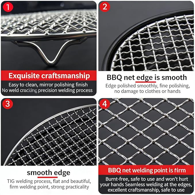 Round Cooling Racks for Cooking and Baking, 4-21.6 Inch 304 Stainless Steel Campfire Grill Grate for Fits Air Fryer/Stockpot/Pressure Cooker/Round Cake Pan (304 stainless steel,11.4"/29cm)