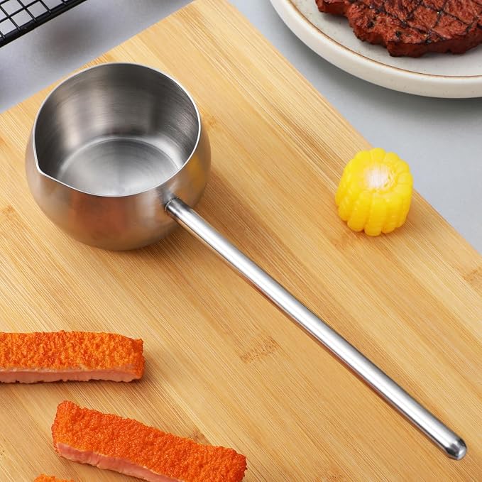 Sewroro Stainless Steel Oil Dipping Ladle with Long Handle 10.62In Soup Spoon Kitchen Utensil for Cooking and Serving