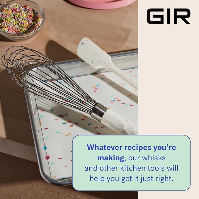 GIR: Get It Right 11" Stainless Steel Kitchen Whisk - 11.3" L x 2.8" W, Black - 12-Wire Design & Food-Grade Silicone Handle - Heat-Resistant to 425°F & Dishwasher-Friendly - Whisks for Cooking