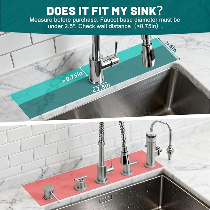 Hopegiver Stone Faucet Mat for Kitchen Sink - Fast Drying Diatomite Sink Protector Prevent Moisture, Super Water Absorbing Stone Tray for Kitchen & Bathroom Counter (Gray Maple Leaf, 23.6"x3.9")