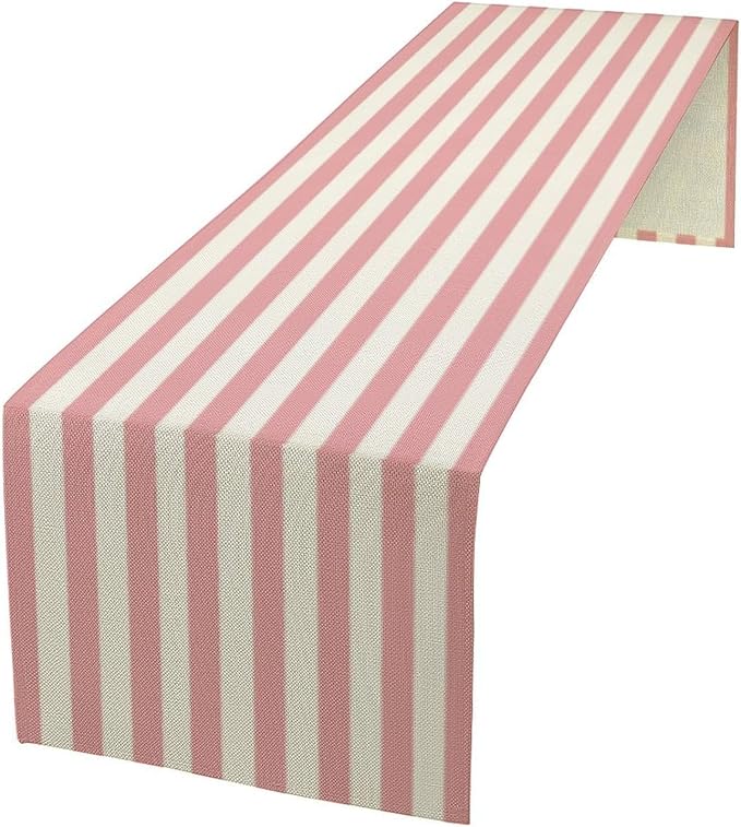 Striped Table Runner,Modern Minimalism Pink Table Runner for Home Kitchen Table Decor Dining Coffee Room Birthday Party Decor 13x60 Inch
