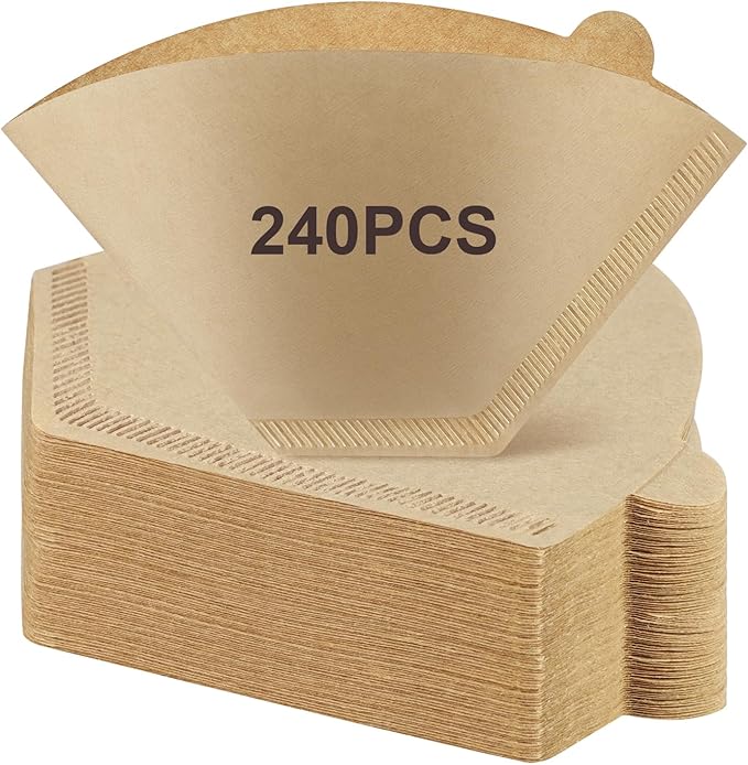 240Pcs Coffee Filters #4, Unbleached Natural Coffee Filters 8-12 Cup, Disposable Coffee Filters, Cone Paper Compatible with Ninja Coffee Maker, Pour Over and Drip Coffee Maker