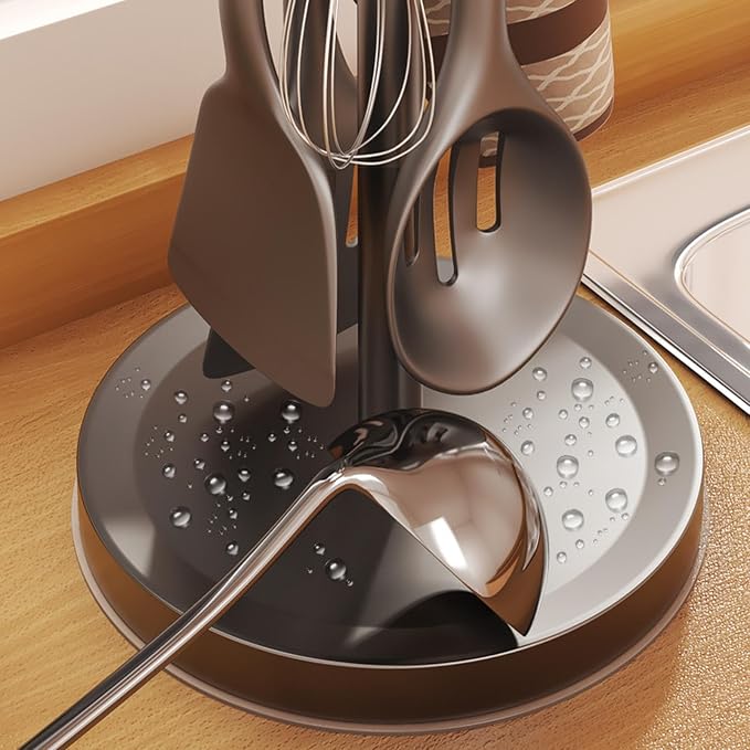 Tableware Storage Rack - 360 Degree Kitchen Countertop Utensil Holder, Kitchen Flatware Organizer Holder | Countertop Tableware Organizer, No Drilling Kitchen Flatware Organizer Rack For Spatulas