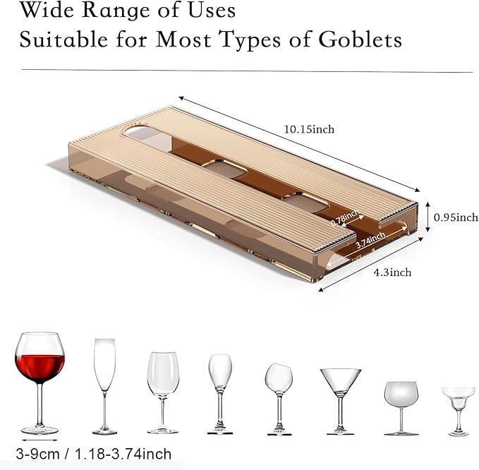 Wine Glass Holder Under Cabinet, Wine Glass Rack - 2 Pack, Wine Glass Storage Hanging Rack，Wine Glass Holder for Kitchen, Home & Bar (Brown)
