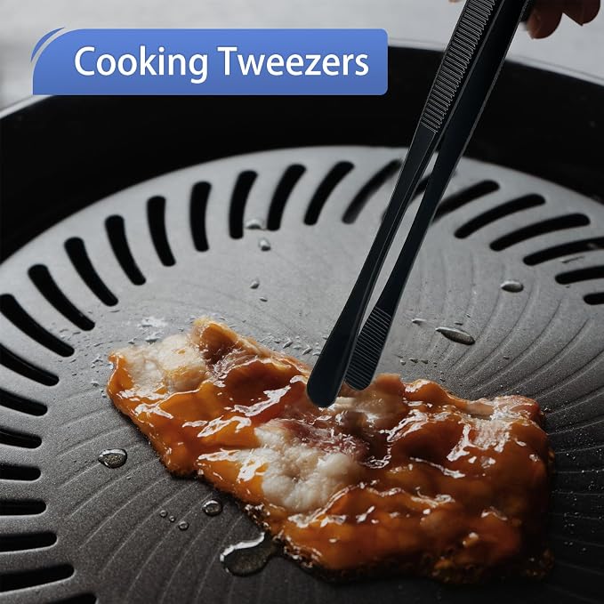 Kitchen Tweezer Pasta Tongs, 10-Inch Cooking Tweezers Food Tongs, Stainless Steel Culinary Tweezers Grilling Tongs