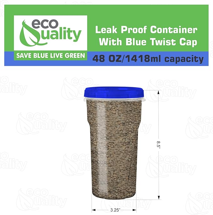 (20 Pack) 48oz Twist Top Storage Deli Containers - BPA Free Snack Containers Airtight Reusable Plastic Food Storage Canisters with Twist Seal Lids, Leak Proof, Meal Prep, Lunch, To go, Stackable