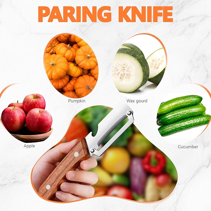 2-in-1 Vegetable Peeler with Bottle Opener, Multi-Functional Vegetable Peeler with Sharp Stainless Steel Blades, Suitable for Pumpkin, Papaya, Zucchini, Potato (1, Wooden)