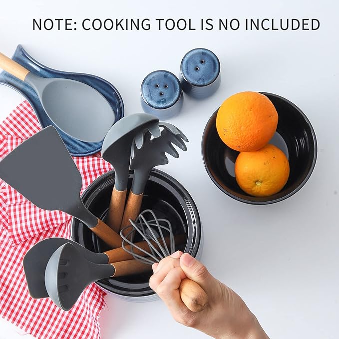 HASENSE Extra Large Ceramic Utensil Holder Crock for Kitchen Counter, 7.1” x 5.9” Vintage Farmhouse Blue Caddy, Rustic Kitchen Utensil Organizer for Spatulas, Spoons & Cooking Tools