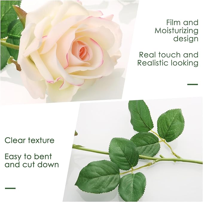 Eyamuno 7pcs Artificial Rose Fake Flowers Long Stem Fake Silk Real Touch Roses for DIY Wedding Party Table Centerpiece Home Decor