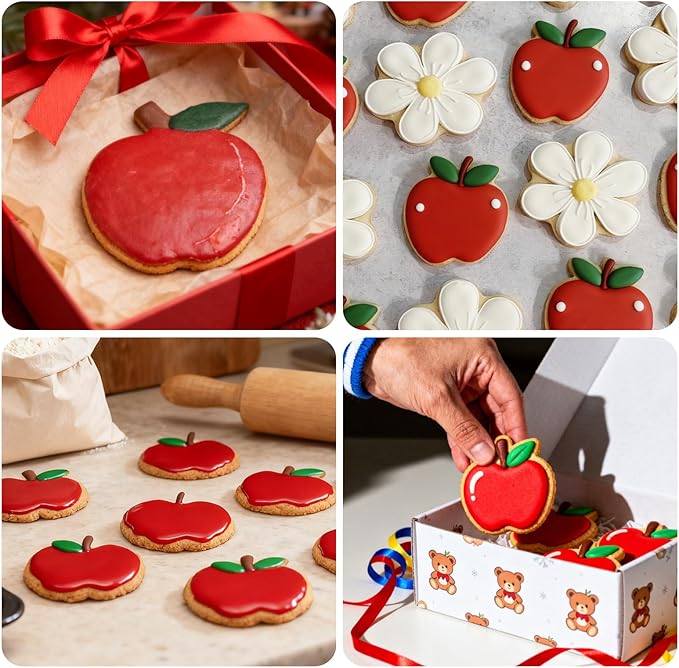 3 Piece Apple Cookie Cutter Set - 3.5", 2.7", 2" Fruit Cookie Cutters Shapes, Stainless Steel Biscake Cutter for Fall Thanksgiving