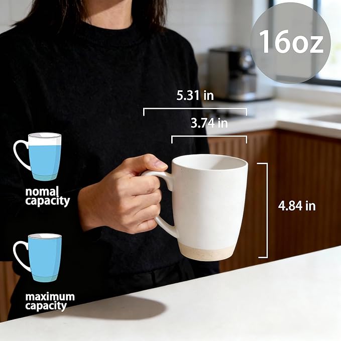 Ynfree Mother's day Ceramic Large Latte Mug Set of 4, 16oz - Microwavable, Porcelain Coffee Cups With Big Handle - Modern And Fashion Style For Kitchen,For mom, grandma,wife
