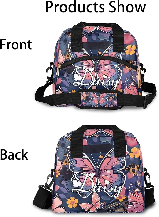 Personalized Butterfly Lunch-Bag for Women, Custom Insulated Cooler Lunch Box with Name, Leakproof-Reusable Lunch Tote Bag for Work Office Picnic - Multi 2