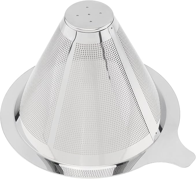 TQEONKL Pour Over Coffee Dripper,Paperless Reusable Coffee Filter,Metal Cone Reusable Single Cup Coffee Maker (2-4 cups)