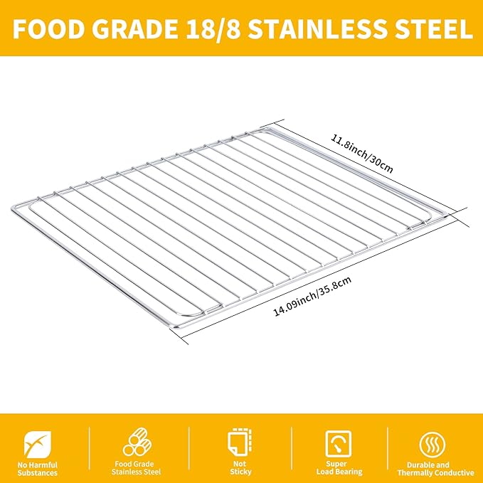 Wire Rack for Baking, Wire Baking Rack Fits for Breville Smart Oven BOV800XL, Plus BOV810BSS, Pro BOV845BSS. SP0002651, Stainless Steel Wire Rack for Cooking, Oven Racks Replacements